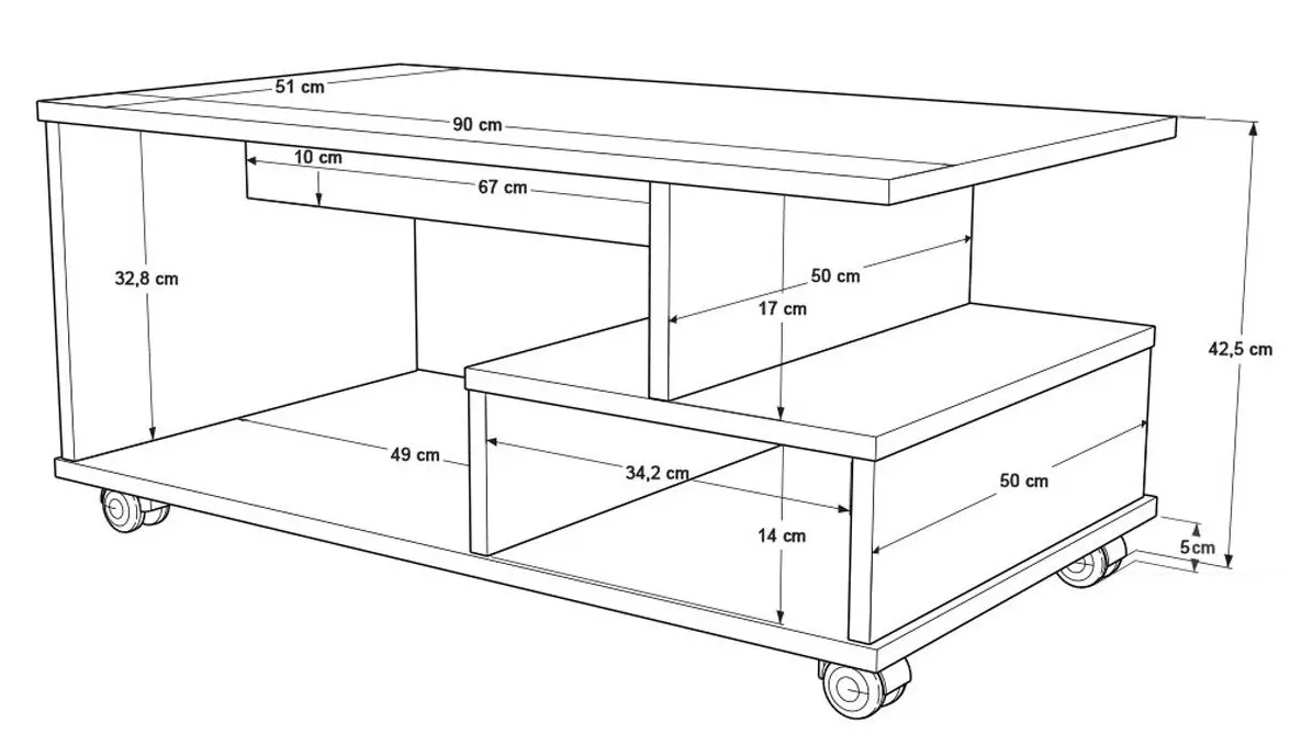 Masa pentru reviste Mirage Meble MIN9-SA (Oak/Anthracite) - 3