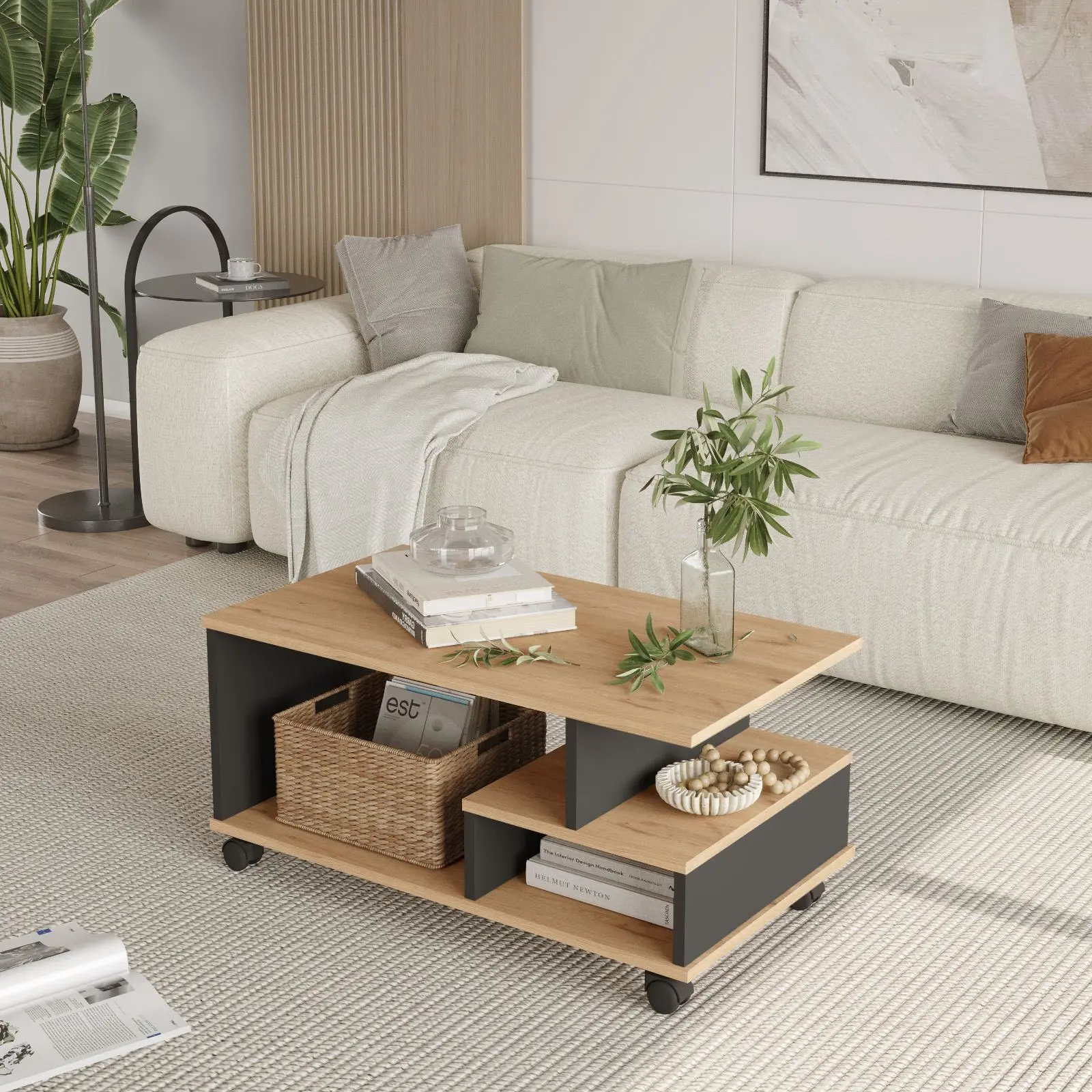Masa pentru reviste Mirage Meble MIN9-SA (Oak/Anthracite) - 4