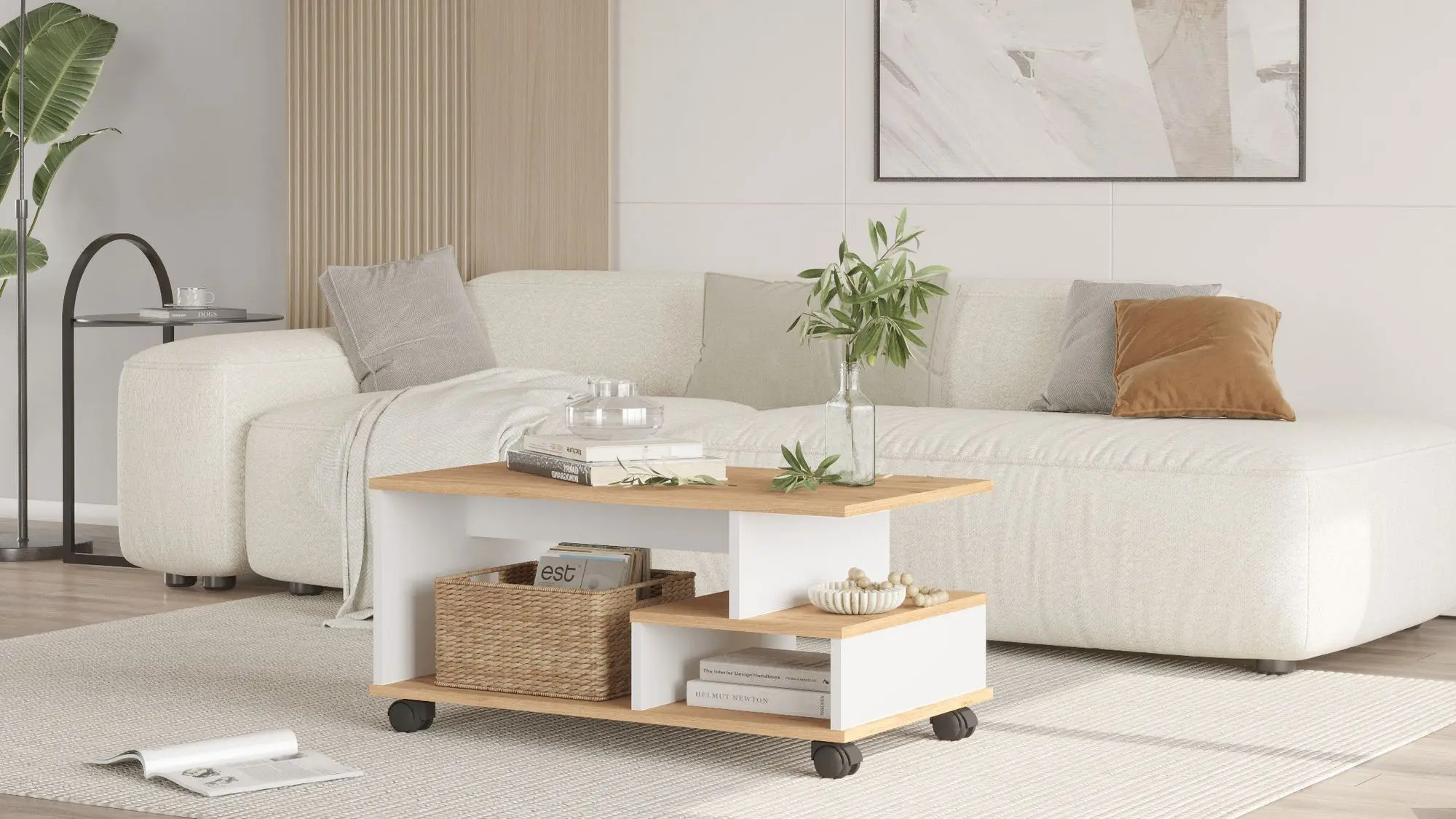 Masa pentru reviste Mirage Meble MIN9-SW (Oak/White) - 3