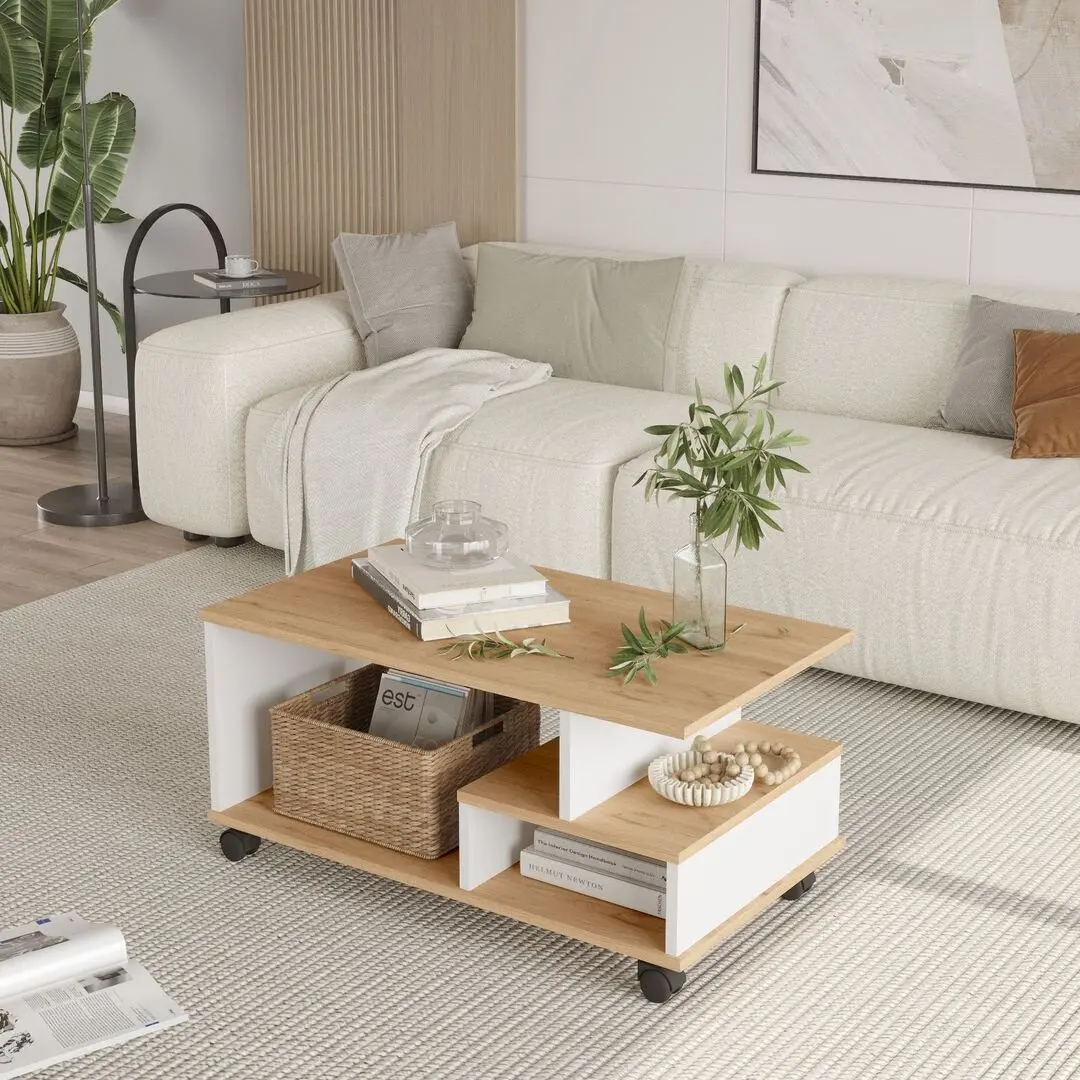Masa pentru reviste Mirage Meble MIN9-SW (Oak/White)
