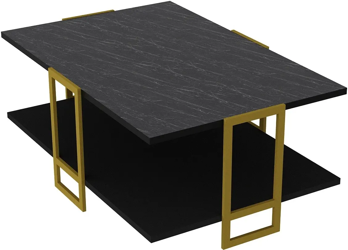 Masa pentru reviste Mirage Meble Polka (Black Marble/Gold)