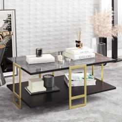 Masa pentru reviste Mirage Meble Polka (Black Marble/Gold)