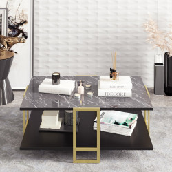 Masa pentru reviste Mirage Meble Polka (Black Marble/Gold) Thumb