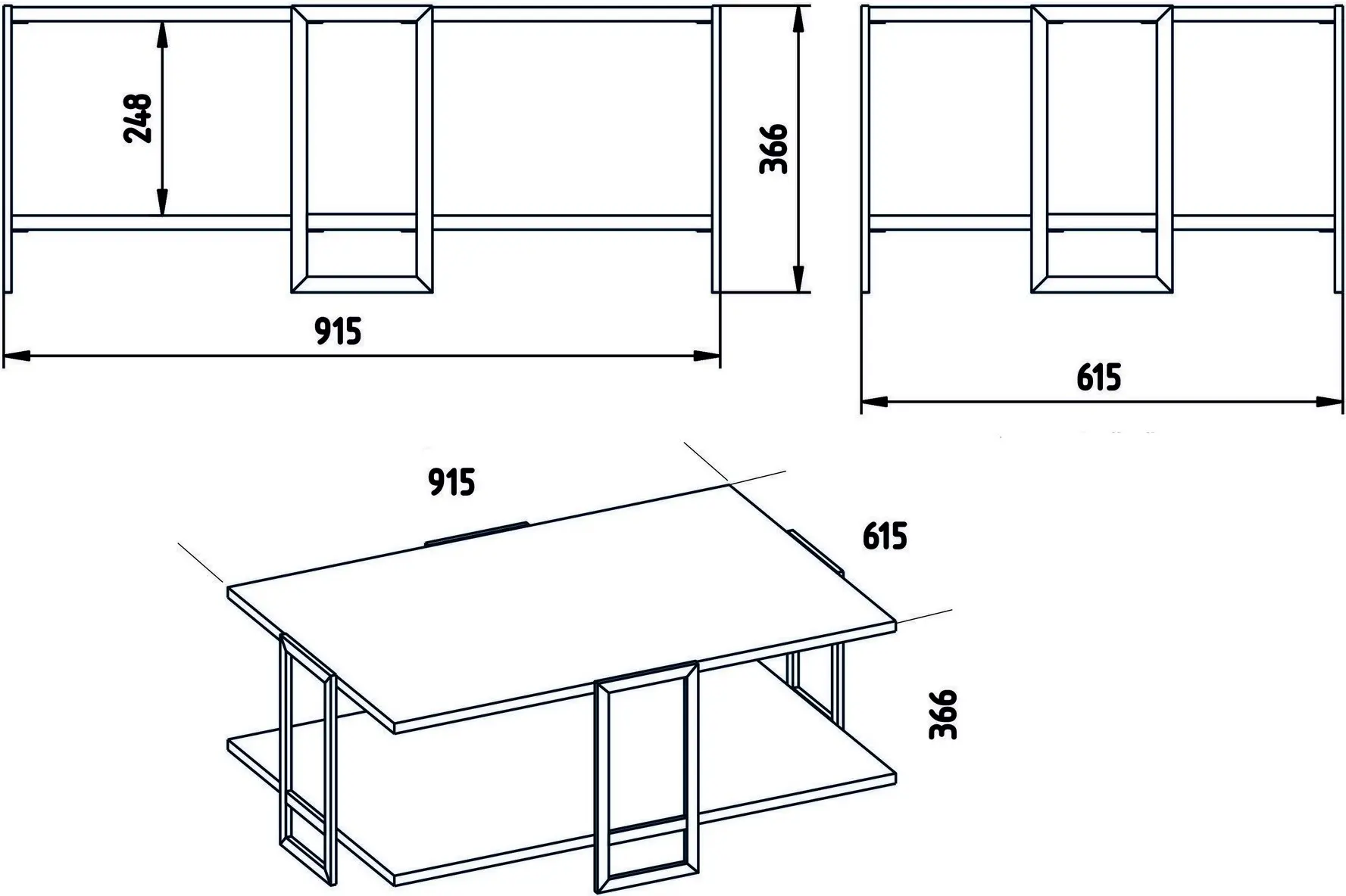 Masa pentru reviste Mirage Meble Polka (Black Marble/Gold)