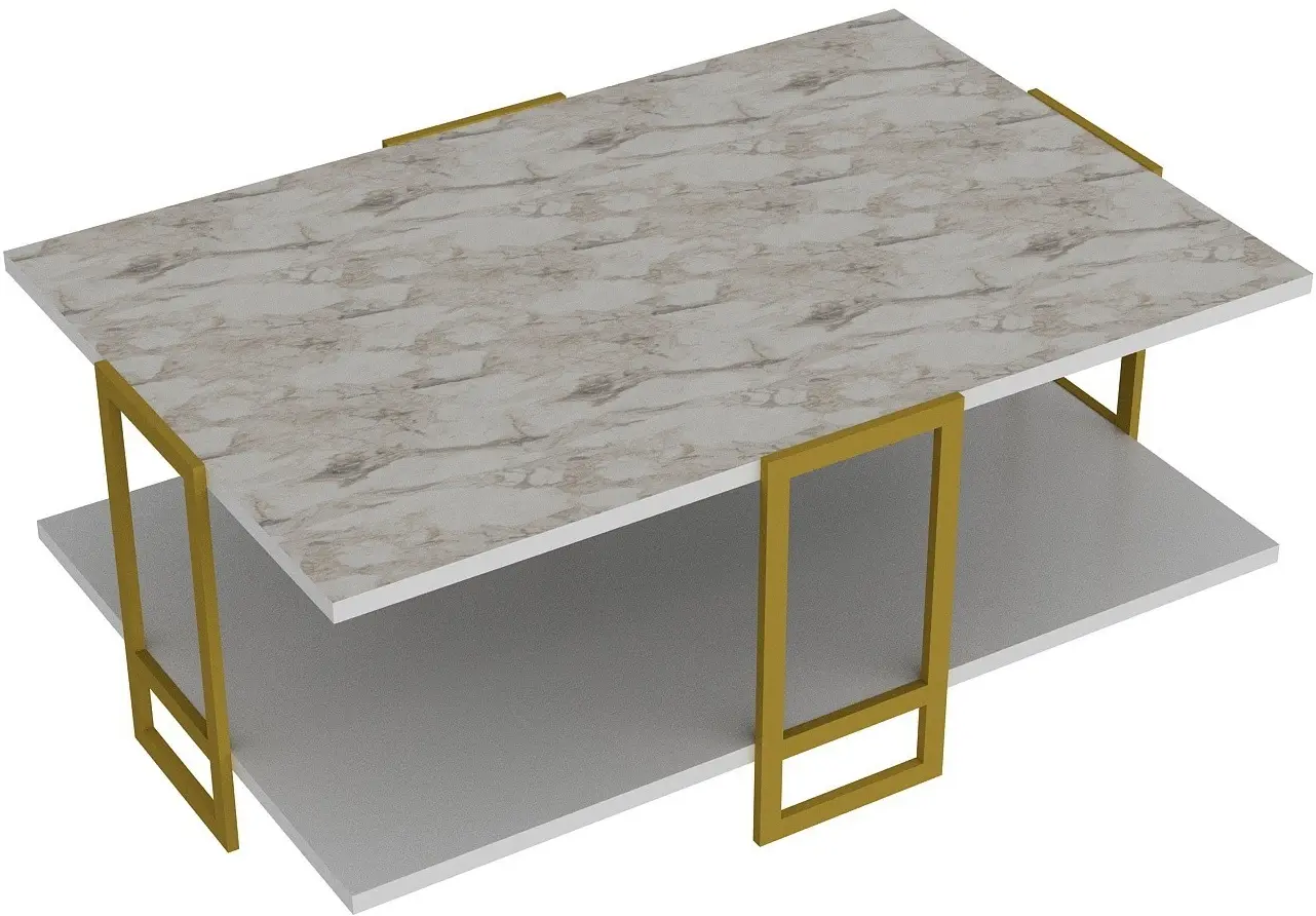 Журнальный столик Mirage Meble Polka (White Marble/Gold)