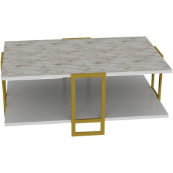 Журнальный столик Mirage Meble Polka (White Marble/Gold) Thumb