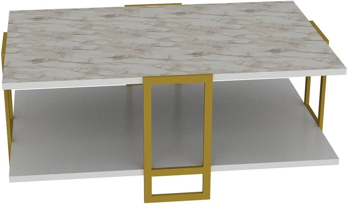 Журнальный столик Mirage Meble Polka (White Marble/Gold)