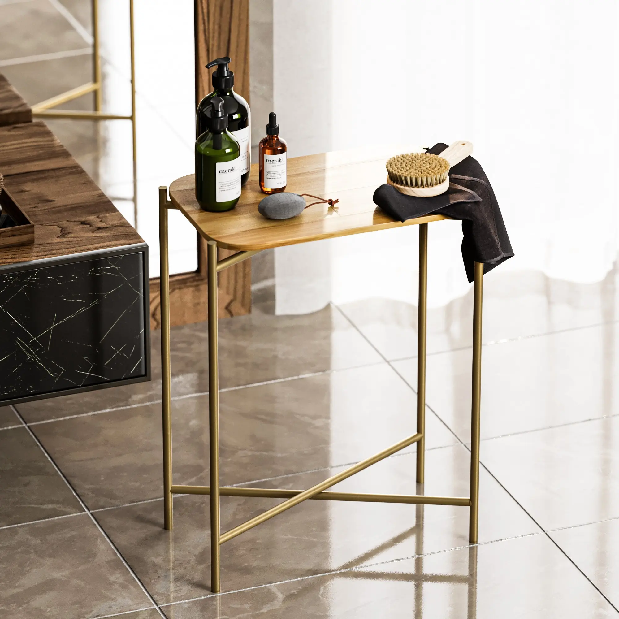 Журнальный столик Mirage Meble Shb-003-A (Natural/Gold)