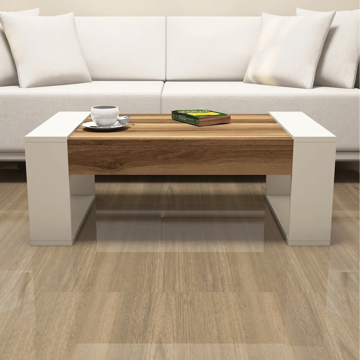 Masa pentru reviste Mirage Meble Venus (Walnut/Cream)
