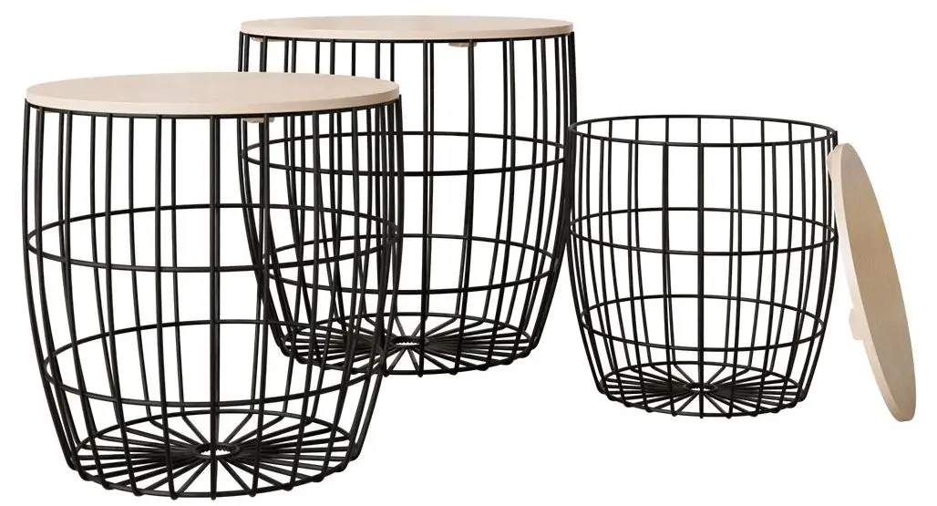 Комплект журнальных столиков Mirjan24 Amiuk/Howig (Black/Natural Wood)