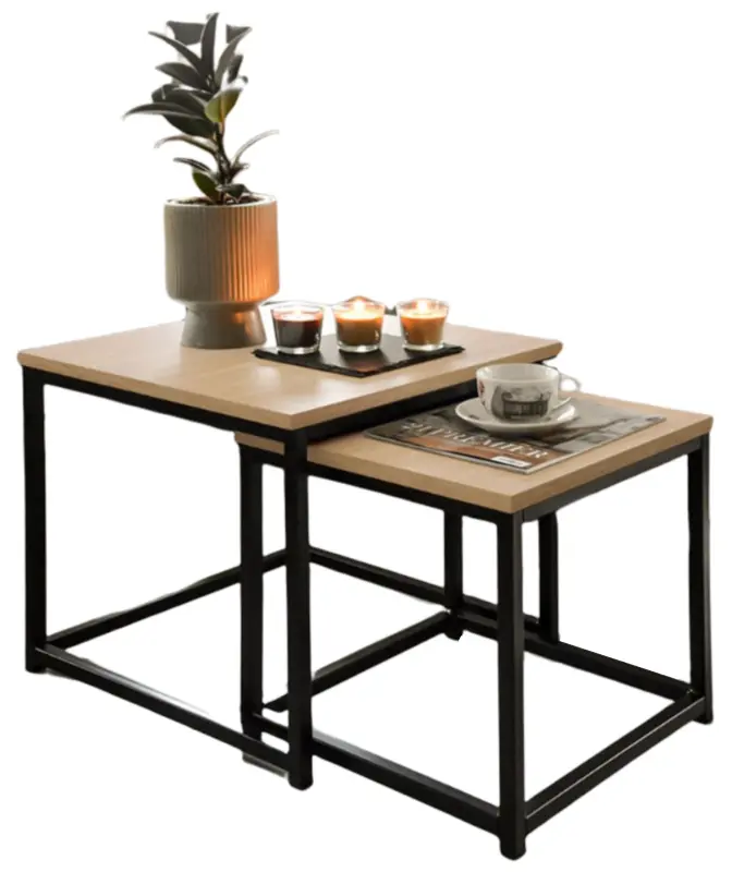 Комплект журнальных столиков Mirjan24 Hamepus/Dener (Sonoma Oak/Black)