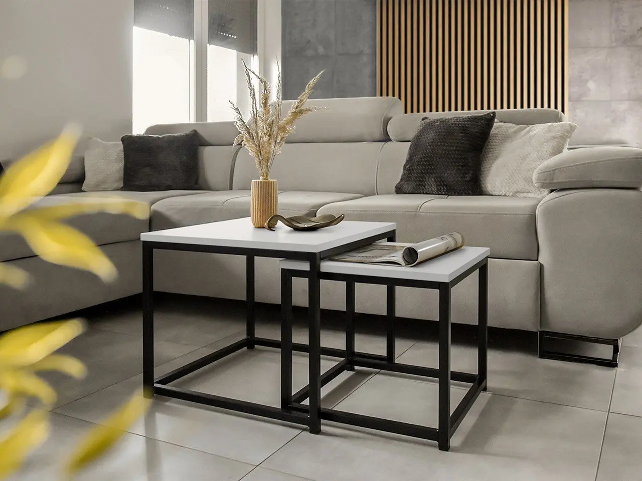 Комплект журнальных столиков Mirjan24 Hamepus/Dener (White/Black) - 2