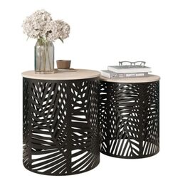 Комплект журнальных столиков Mirjan24 Madesia/Leaf (Natural/Black)