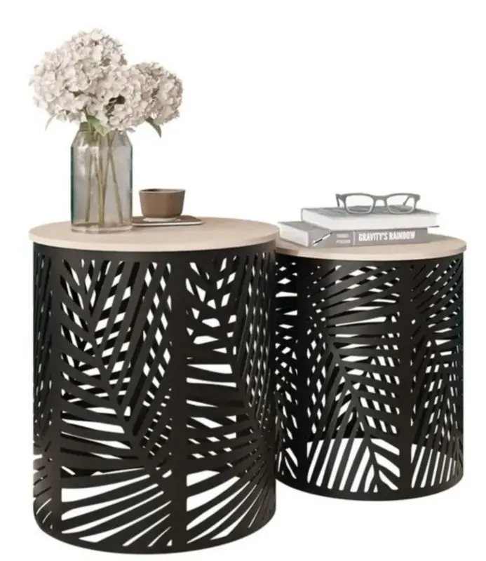 Комплект журнальных столиков Mirjan24 Madesia/Leaf (Natural/Black)