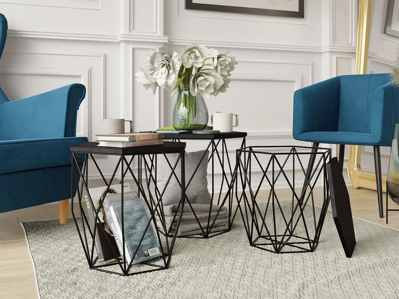 Комплект журнальных столиков Mirjan24 Tyfon/Kumi (Black) - 3