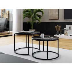 Набор журнальных столиков Mirjan24 Maliko/Idunes Bigger (Black Marble/Black)