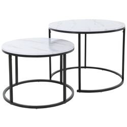 Набор журнальных столиков Mirjan24 Maliko/Idunes Bigger (White Marble/Black) Thumb