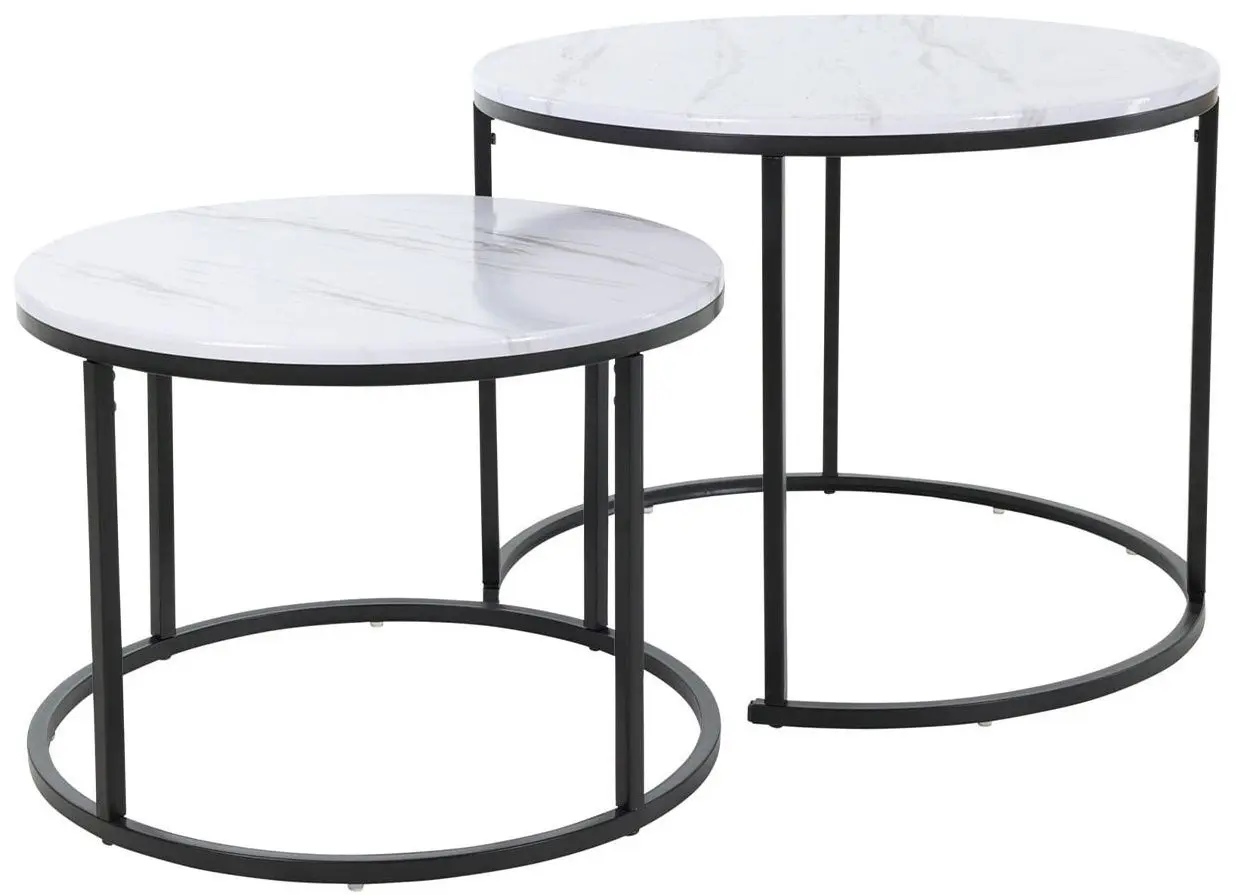 Набор журнальных столиков Mirjan24 Maliko/Idunes Bigger (White Marble/Black) - 3