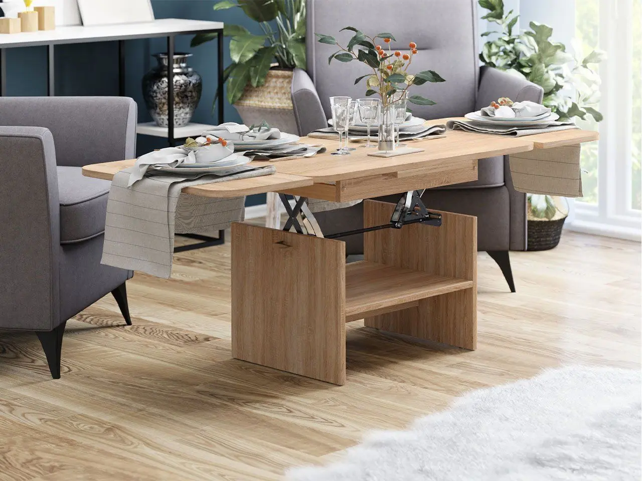 Журнальный стол-трансформер Mirjan24 Hosul/Jan (Sonoma Oak) - 5