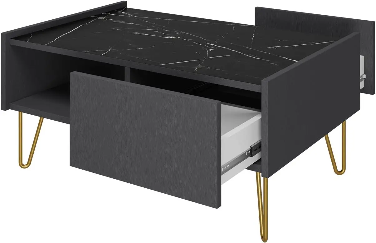 Журнальный столик Mirjan24 Animere AL97/Narine L97 (Black Graphite/Black Marble) - 2