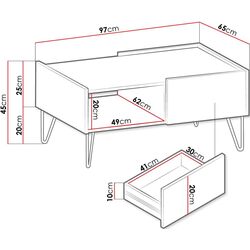 Журнальный столик Mirjan24 Animere AL97/Narine L97 (Black Graphite/Black Marble) Thumb