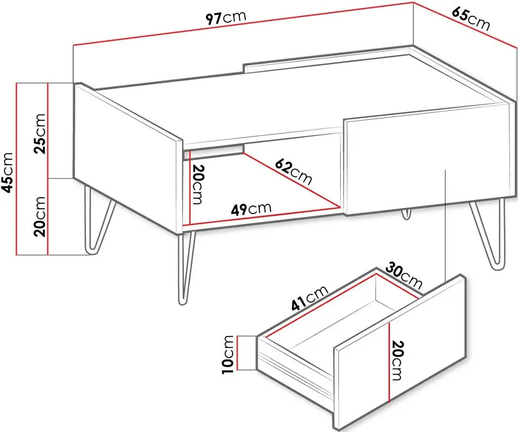 Журнальный столик Mirjan24 Animere AL97/Narine L97 (Black Graphite/Black Marble) - 4