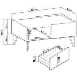 Журнальный столик Mirjan24 Animere AL97/Narine L97 (White Marble/White/Gold) Thumb