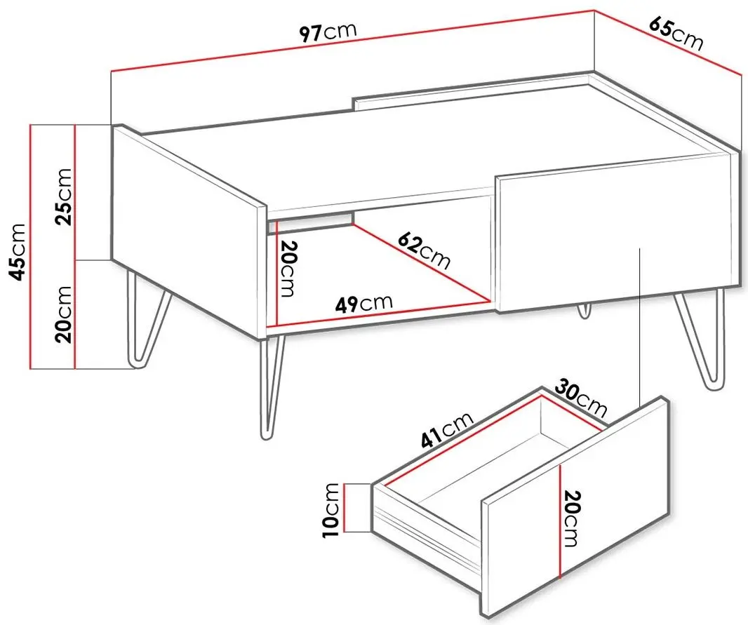 Журнальный столик Mirjan24 Animere AL97/Narine L97 (White Marble/White/Gold) - 3