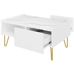 Журнальный столик Mirjan24 Animere AL97/Narine L97 (White Marble/White/Gold) Thumb