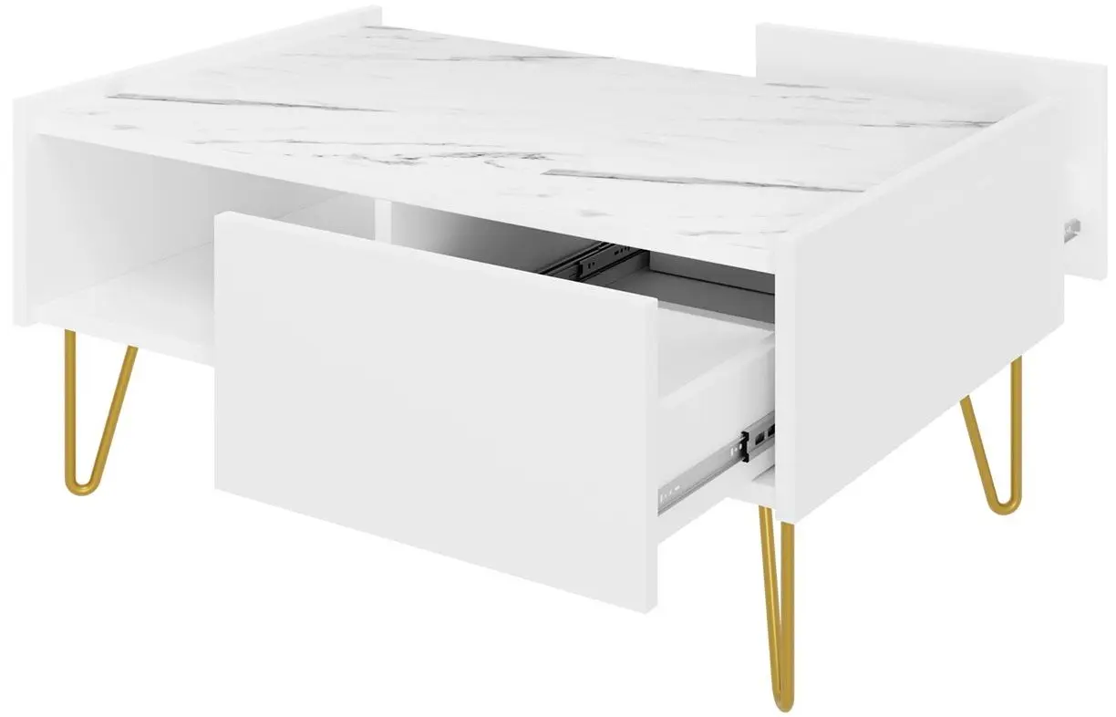 Журнальный столик Mirjan24 Animere AL97/Narine L97 (White Marble/White/Gold) - 4