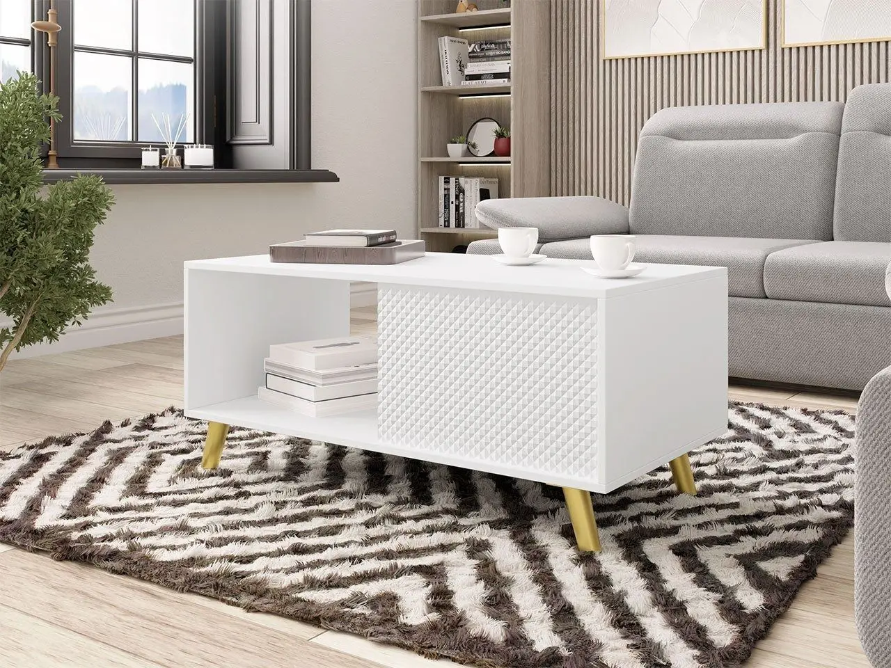 Журнальный столик Mirjan24 Asporiz 04/Apollo (White/Gold)