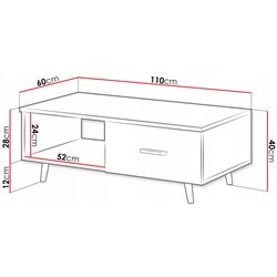 Журнальный столик Mirjan24 Baca 2/Sweden (White/Grey Gloss) Thumb