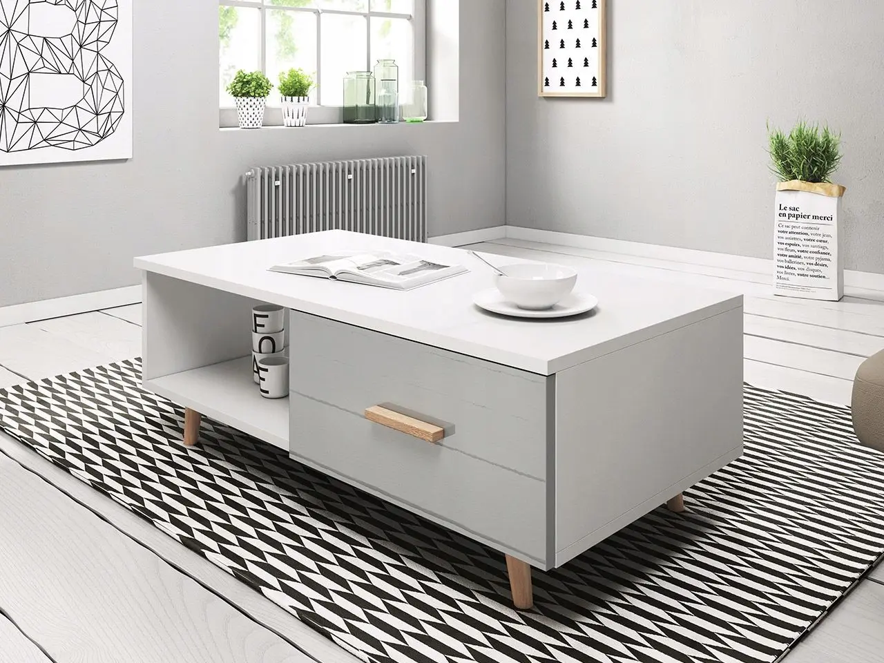 Журнальный столик Mirjan24 Baca 2/Sweden (White/Grey Gloss) - 4