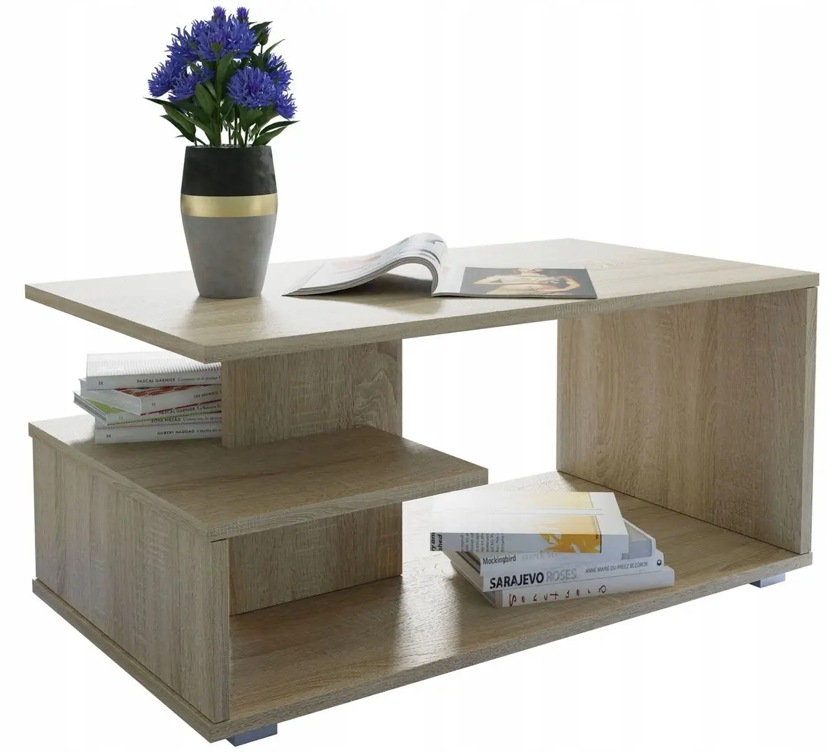 Masa pentru reviste Mirjan24 Black/Dallas (Sonoma Oak)