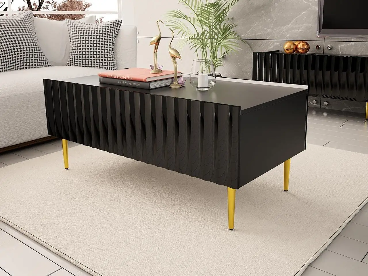 Журнальный столик Mirjan24 Brimono/Arcos 120x59 (Black/Black Gloss) - 4