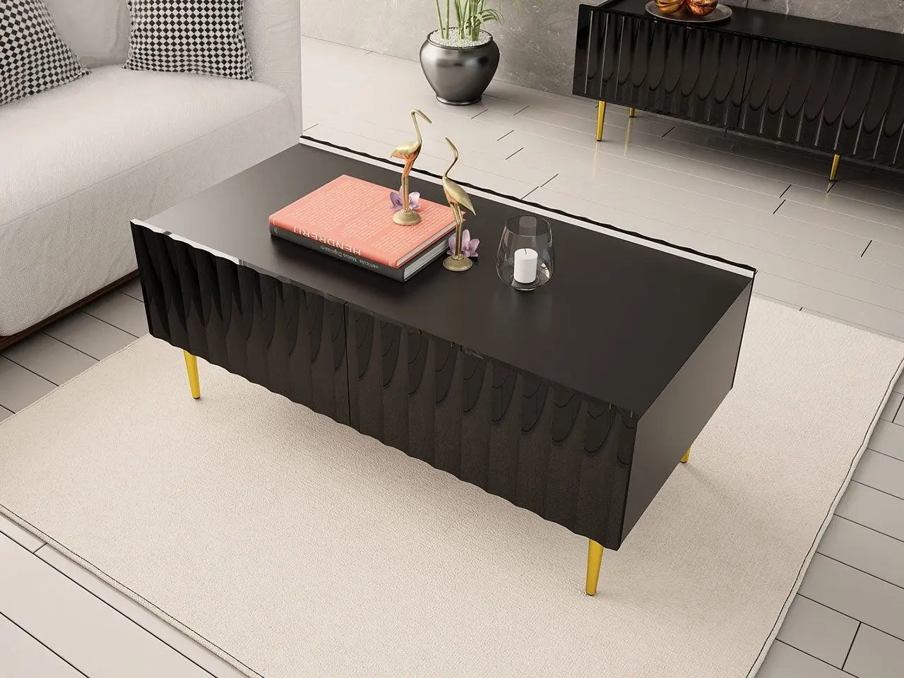 Журнальный столик Mirjan24 Brimono/Arcos 120x59 (Black/Black Gloss) - 5