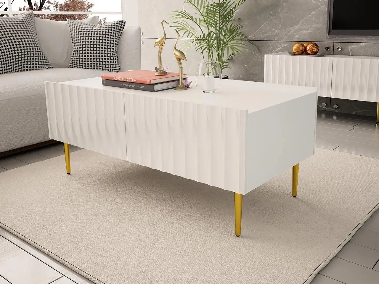 Журнальный столик Mirjan24 Brimono/Arcos 120x59 (White/White Gloss) - 4