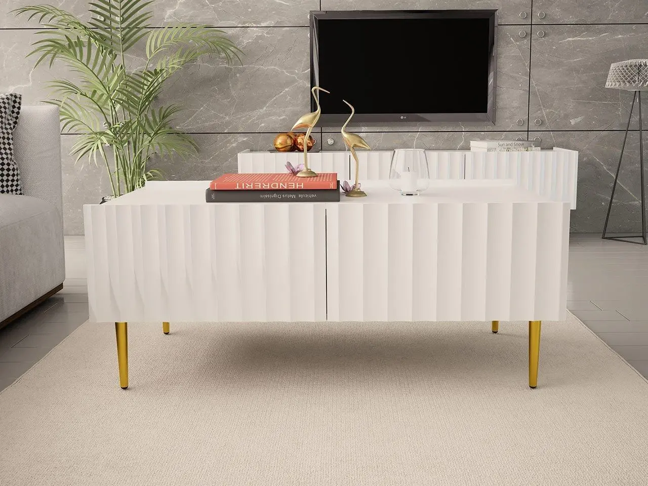 Журнальный столик Mirjan24 Brimono/Arcos 120x59 (White/White Gloss) - 6