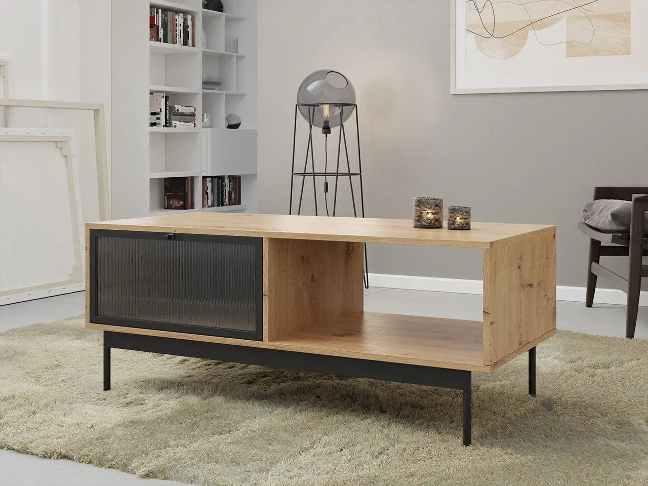 Журнальный столик Mirjan24 Brulpin 2K/Bartise 2K (Artisan Oak/Black)