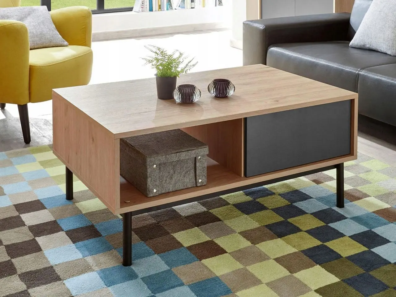 Masa pentru reviste Mirjan24 Bruno/Basic BL 104 (Hickory Jackson/Graphite) - 4