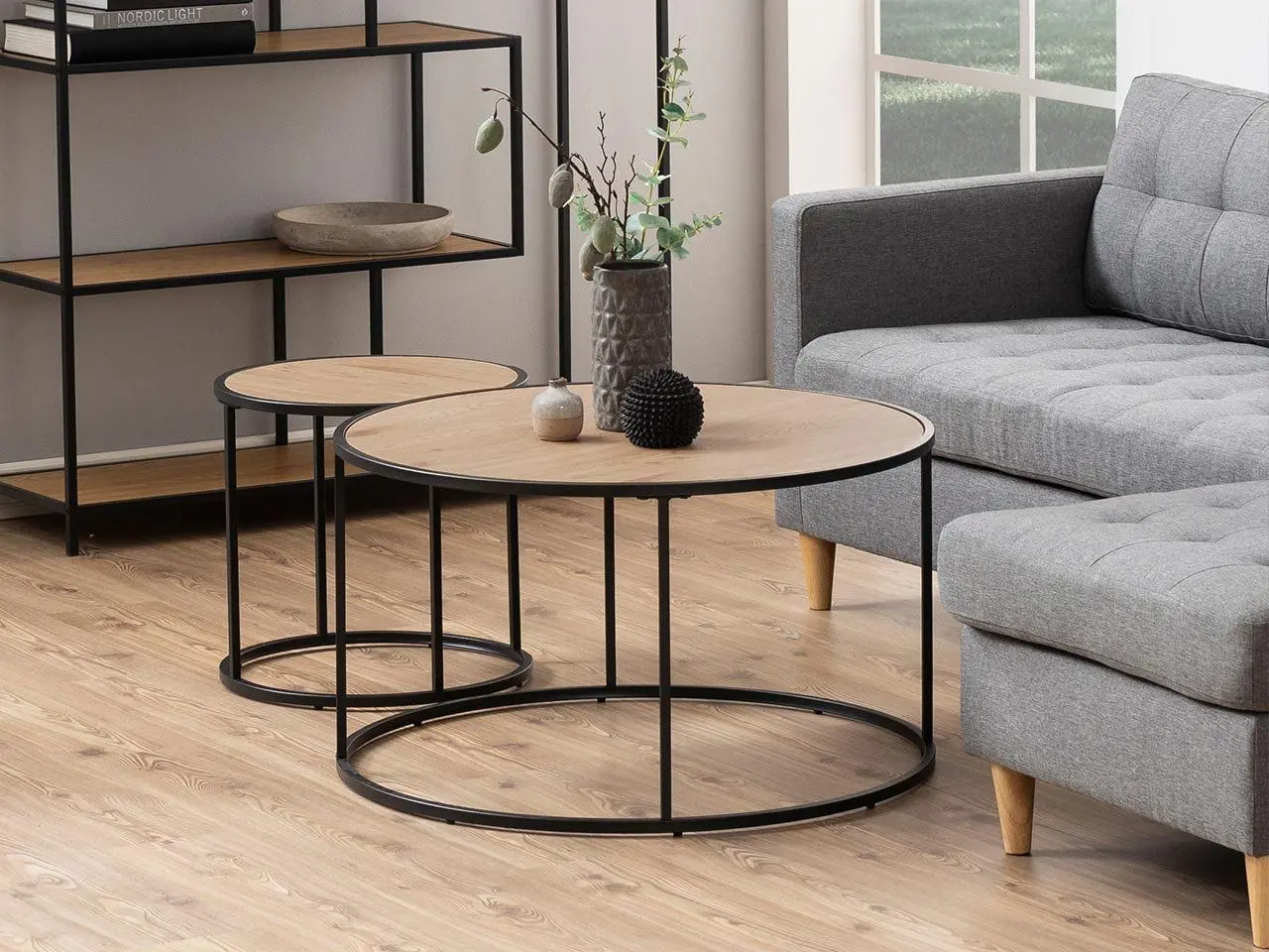 Журнальный столик Mirjan24 Erazme/Seaford (Natural Oak/Black Metal) - 5