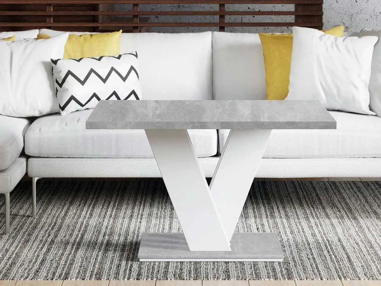 Masa pentru reviste Mirjan24 Herkulan Mini/Sweden (White/Concrete) - 3