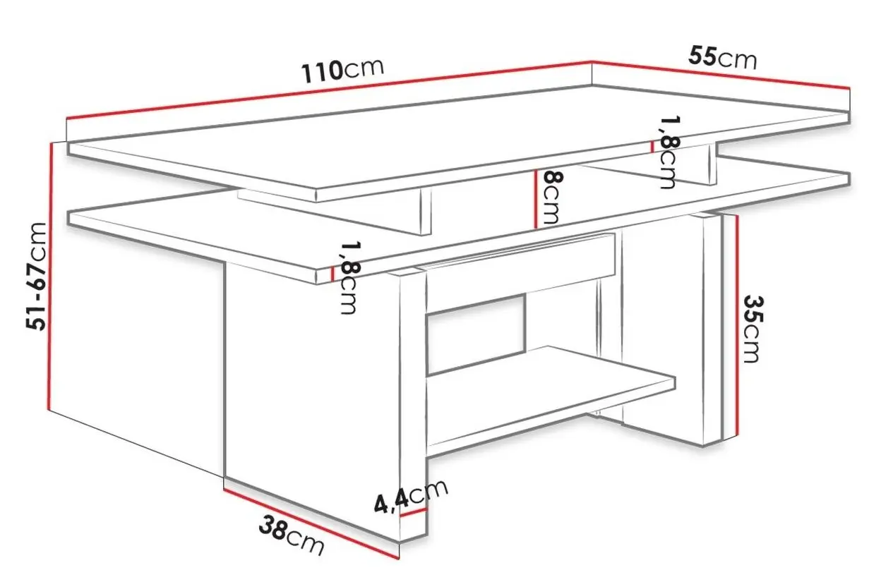 Журнальный столик Mirjan24 Kobali 3/L3 (Artisan Oak/Black) - 5