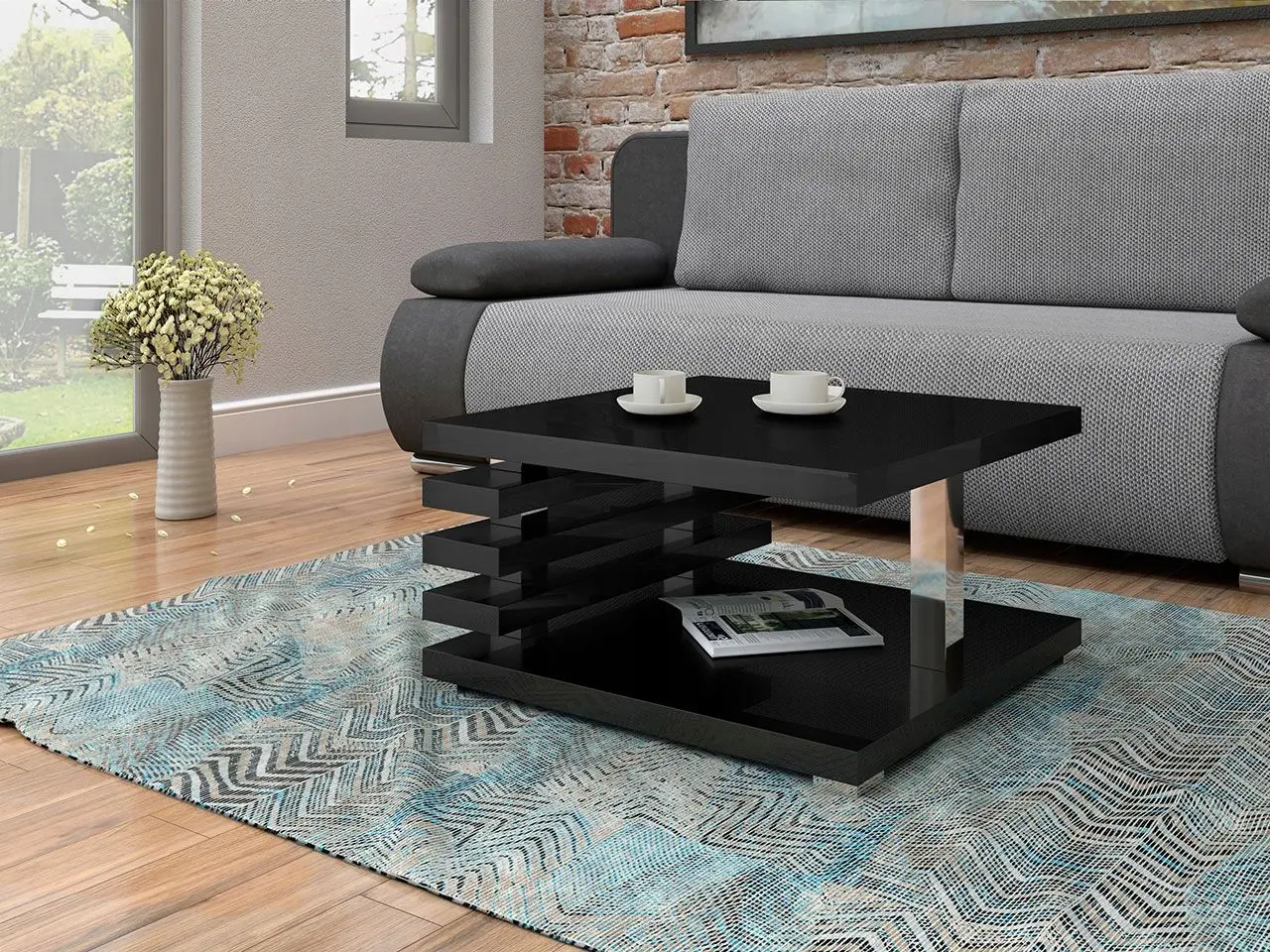 Masa pentru reviste Mirjan24 Komoso/Kyoto (Black Gloss) - 2