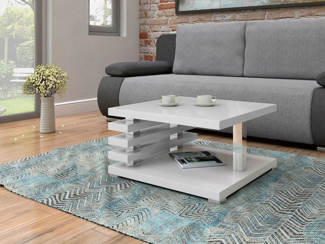 Masa pentru reviste Mirjan24 Komoso/Kyoto (White Gloss) - 2