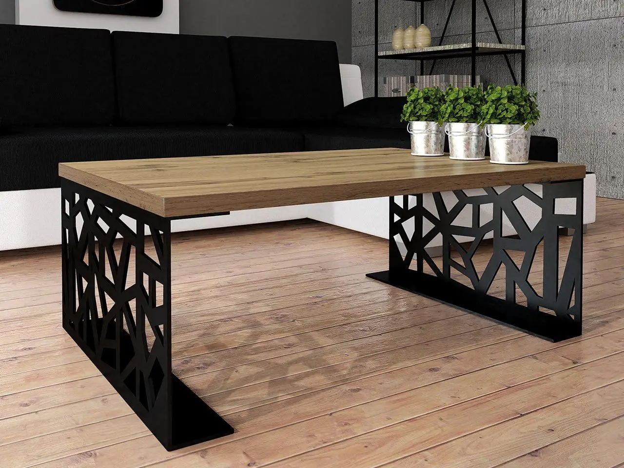 Журнальный столик Mirjan24 Lessa/Pales (Black/Oak Veneer) - 3