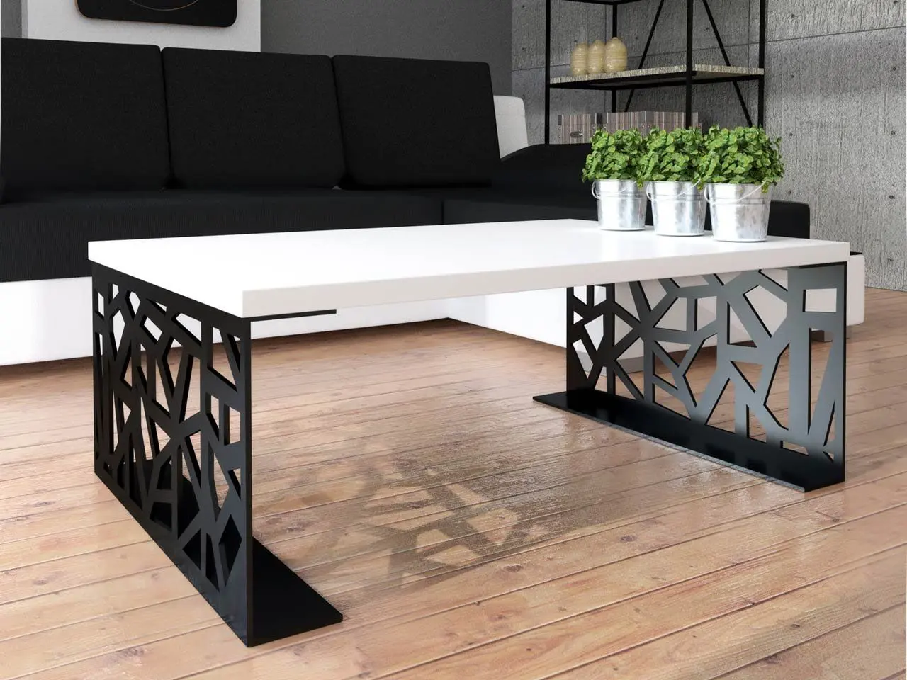 Masa pentru reviste Mirjan24 Lessa/Pales (Black/White Gloss) - 3