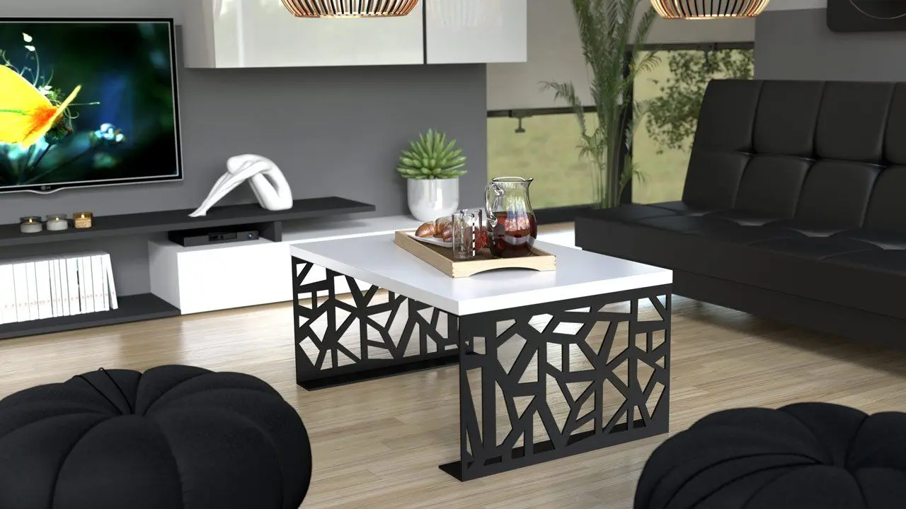 Masa pentru reviste Mirjan24 Lessa/Pales (Black/White Gloss) - 2
