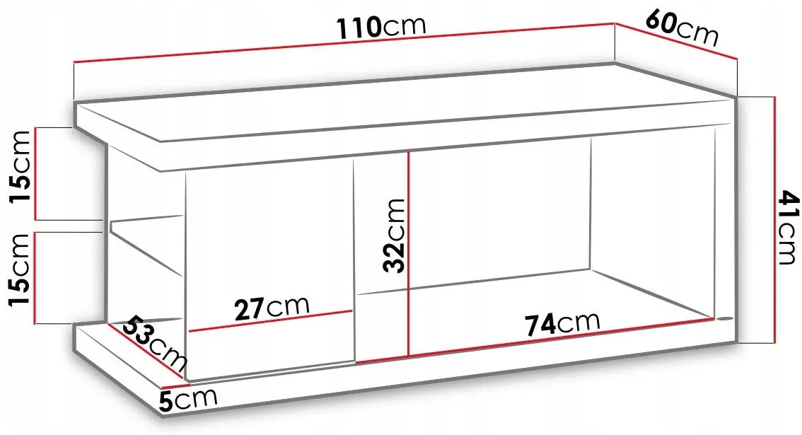 Masa pentru reviste Mirjan24 Ligurin 4P (White/Black Gloss) - 3