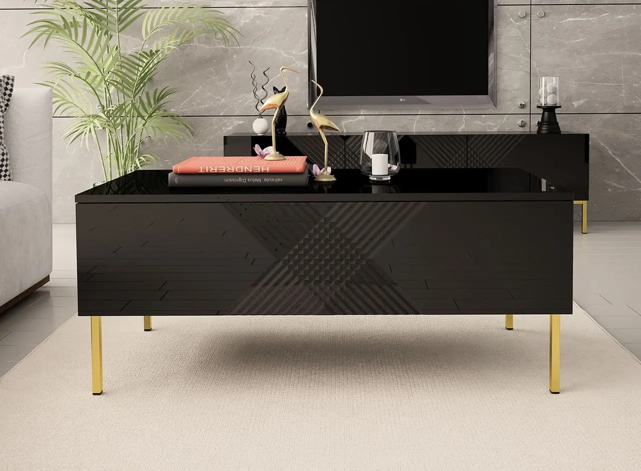 Журнальный столик Mirjan24 Madrielle 120/Exito 120 (Black/Black Gloss) - 3